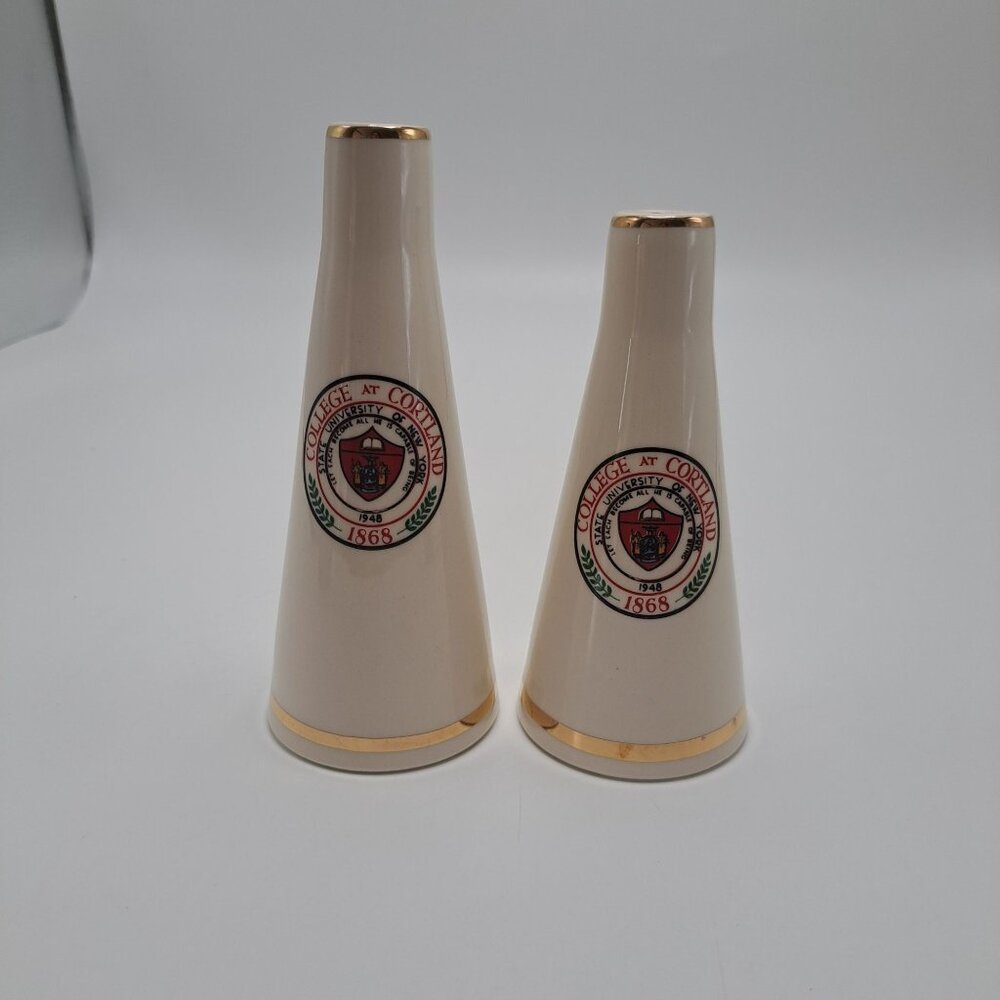 Vintage Cortland State University Of New York Salt & Pepper Shakers College